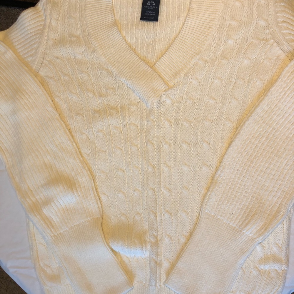 Cream v neck sweater